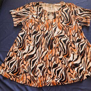 Monnuro‎ Women's Long Shirt Stretch Knit Animal Print Plus Size 2x